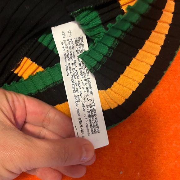 Zara striped black, green and orange ribbed sleeveless midi dress NWT - Picture 7 of 9